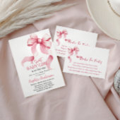 Elegant Pink Bow Baby Shower Invitation for Girl   招待状
