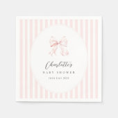 Elegant Pink Bow Baby Shower Paper Napkin スタンダードカクテルナプキン (正面)