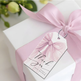 Elegant Pink Bow Baby Shower Thank You ギフトタグ