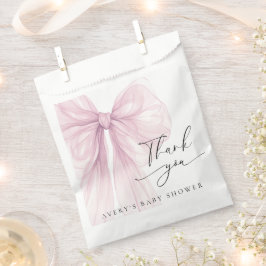 Elegant Pink Bow Baby Shower Thank You フェイバーバッグ
