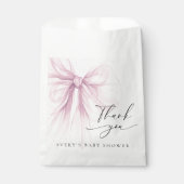 Elegant Pink Bow Baby Shower Thank You フェイバーバッグ (正面)