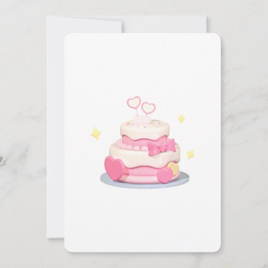 Elegant Pink Bow & Balloons Happy Birthday Card 招待状 (裏面)