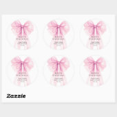 Elegant Pink Bow Birthday Stickers ラウンドシール (シート)