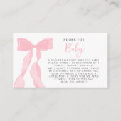 Elegant Pink Bow Books For Baby Baby Shower エンクロージャーカード (正面)