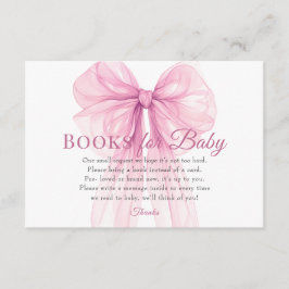Elegant Pink Bow Books for Baby Request Card エンクロージャーカード