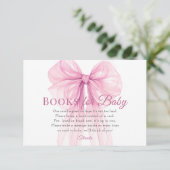 Elegant Pink Bow Books for Baby Request Card エンクロージャーカード (スタンド正面)