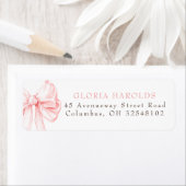 Elegant Pink Bow Bridal Shower ラベル (インサイチュ)