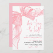 Elegant Pink Bow Bridal Shower 招待状 (正面/裏面)