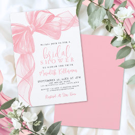 Elegant Pink Bow Bridal Shower 招待状
