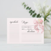 Elegant Pink Bow Bridal Shower Recipe Card (スタンド正面)