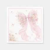 Elegant Pink Bow Butterfly Baby Shower スタンダードカクテルナプキン (正面)