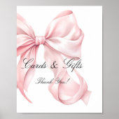 Elegant Pink Bow Cards and Gifts Sign ポスター (正面)