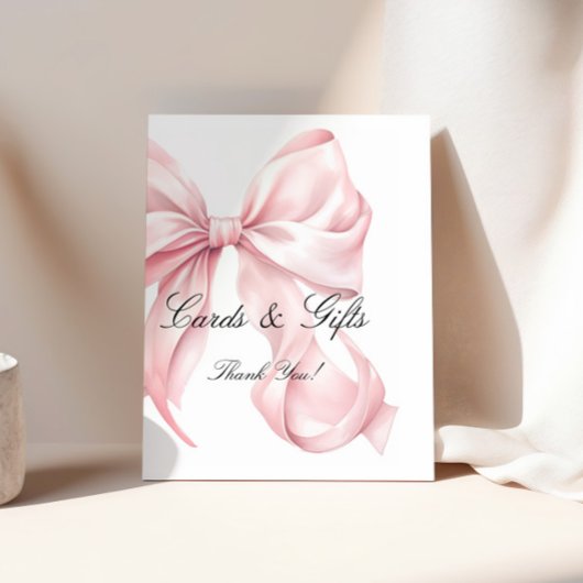 Elegant Pink Bow Cards and Gifts Sign ポスター