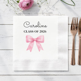 Elegant Pink Bow Custom Graduate Name 縁ありカクテルナプキン