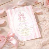 Elegant Pink Bow First Holy Communion 招待状