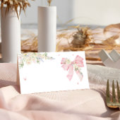 Elegant Pink Bow Floral  プレイスカード