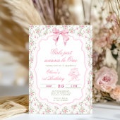 Elegant Pink Bow Girl First Birthday 招待状