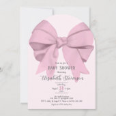 Elegant Pink Bow Girly Baby Shower Arch 招待状 (正面)