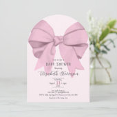 Elegant Pink Bow Girly Baby Shower Arch 招待状 (スタンド正面)