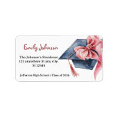 Elegant Pink Bow Graduation  ラベル (正面)