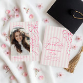 Elegant Pink Bow Graduation 招待状