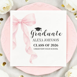 Elegant Pink Bow Graduation Cap Graduate スタンダードカクテルナプキン