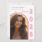 Elegant Pink Bow Graduation Invitation 招待状 (正面)