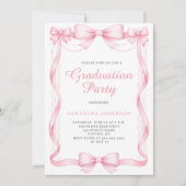 Elegant Pink Bow Graduation Party 招待状 (正面)