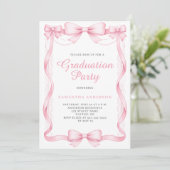 Elegant Pink Bow Graduation Party 招待状 (スタンド正面)