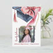 Elegant Pink Bow Graduation Party Invitation  招待状 (スタンド正面)