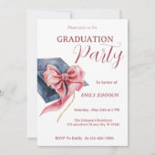 Elegant Pink Bow Graduation Party Invitation 招待状 (裏面)