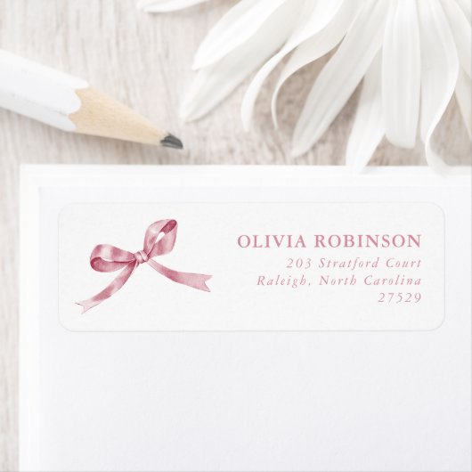 Elegant Pink Bow Graduation Return Address ラベル (インサイチュ)