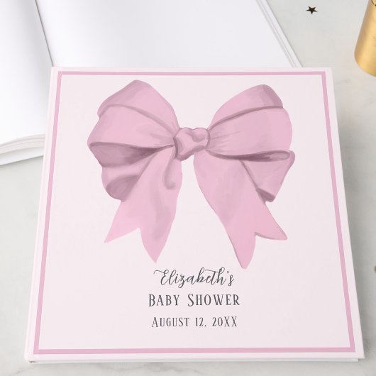 Elegant Pink Bow It's a Girl Baby Shower  ゲストブック