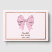 Elegant Pink Bow It's a Girl Baby Shower Rose Gold ゲストブック (正面)