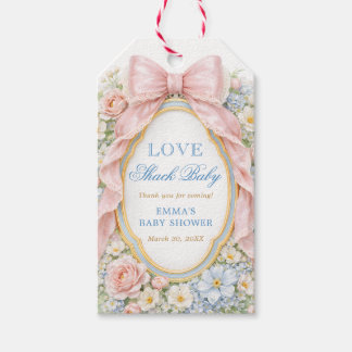 Elegant Pink Bow Love Shack Baby Shower Thank You ギフトタグ