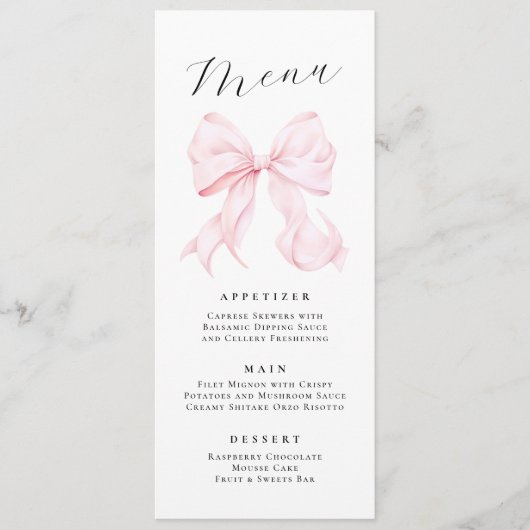 Elegant Pink Bow Menu メニュー (正面)