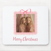 Elegant Pink Bow Merry Christmas Custom Mousepad マウスパッド (正面)