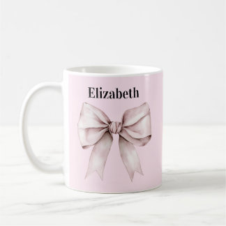 Elegant pink bow Personalized Name コーヒーマグカップ