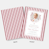 Elegant Pink Bow Photo Girl Baptism 招待状