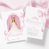 Elegant Pink Bow Photo Quinceañera Invitation 招待状