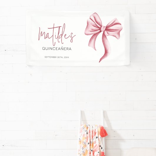 Elegant Pink Bow Quinceanera 横断幕 (インサイチュ)