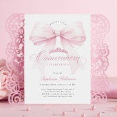 Elegant Pink Bow Quinceañera Invitation 招待状