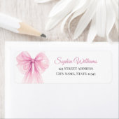Elegant Pink Bow Return Address Labels ラベル (インサイチュ)