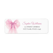 Elegant Pink Bow Return Address Labels ラベル (正面)