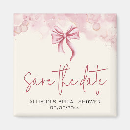 Elegant Pink Bow Save the Date Bridal Shower マグネット