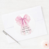 Elegant Pink Bow Stickers Watercolor ラウンドシール (封筒)