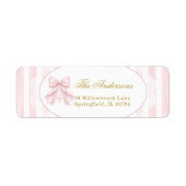 Elegant Pink Bow Stripes Lace ラベル (正面)