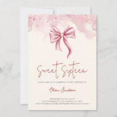 Elegant Pink Bow Sweet Sixteen Birthday Party 招待状 (正面)