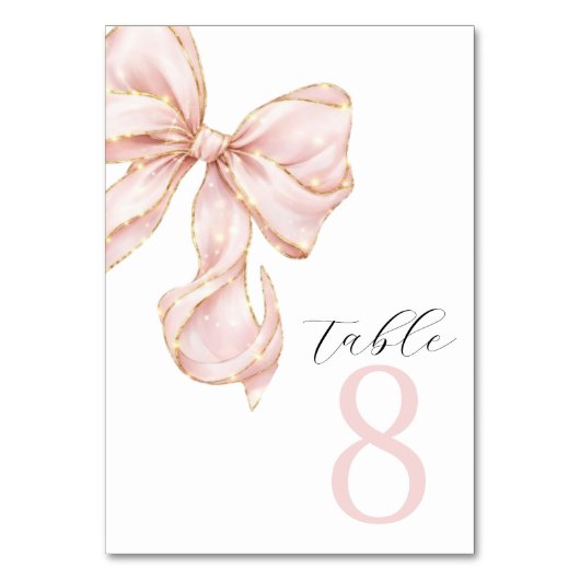 Elegant Pink Bow Table Numbers  テーブルナンバー (裏面)