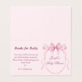 Elegant Pink Bow Theme Books for Baby Card (外部フラット)